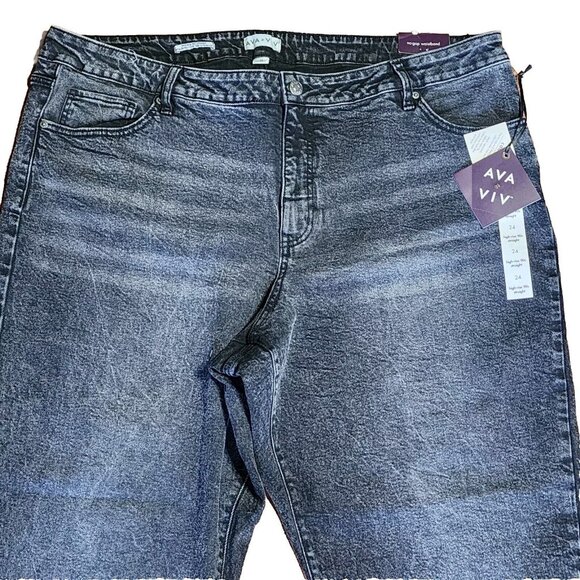NWT NEW AVA & VIV Black High Rise 90s Straight Jeans Womens Plus Size 24 - Picture 2 of 9